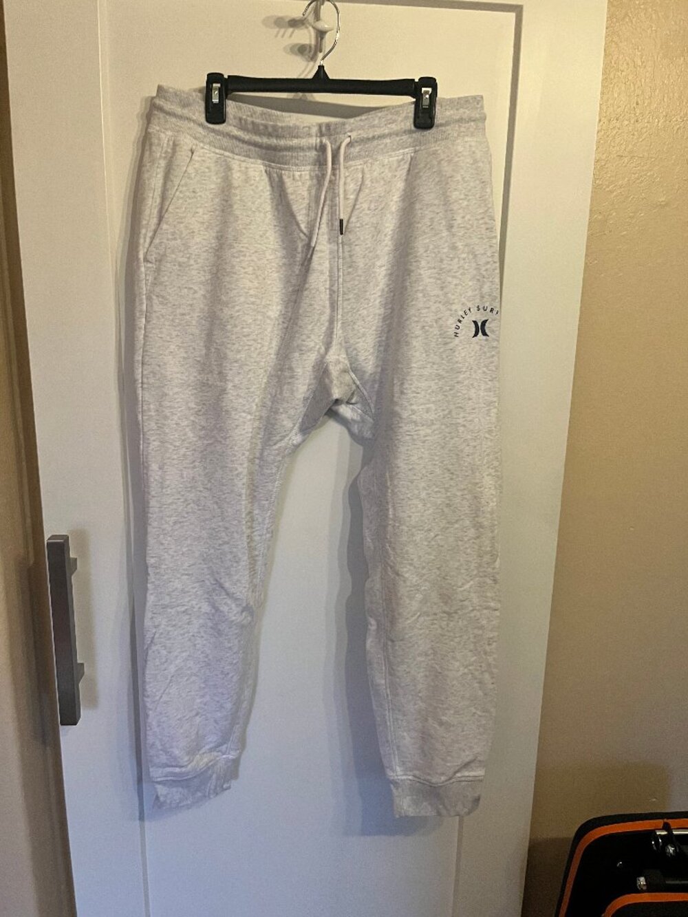 Hurley Fleece Sweatpants XXL Gray White Logo Drawstring
